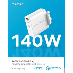 Momax ONEPLUG GaN 140W 三輸出快速充電器(售罄）