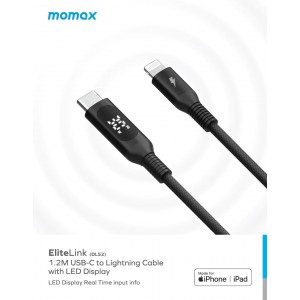 Momax Elitelink USB-C to Lightning PD 30W LED尼龍編織充電線 (1.2米)(DL52)