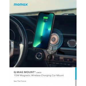 Momax Q.Mag Mount 3 15W透明磁吸無線充電車載支架 CM20