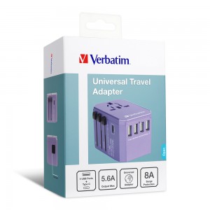 Verbatim 5 Port 5.6A通用旅行轉插 (紫色)(售罄)